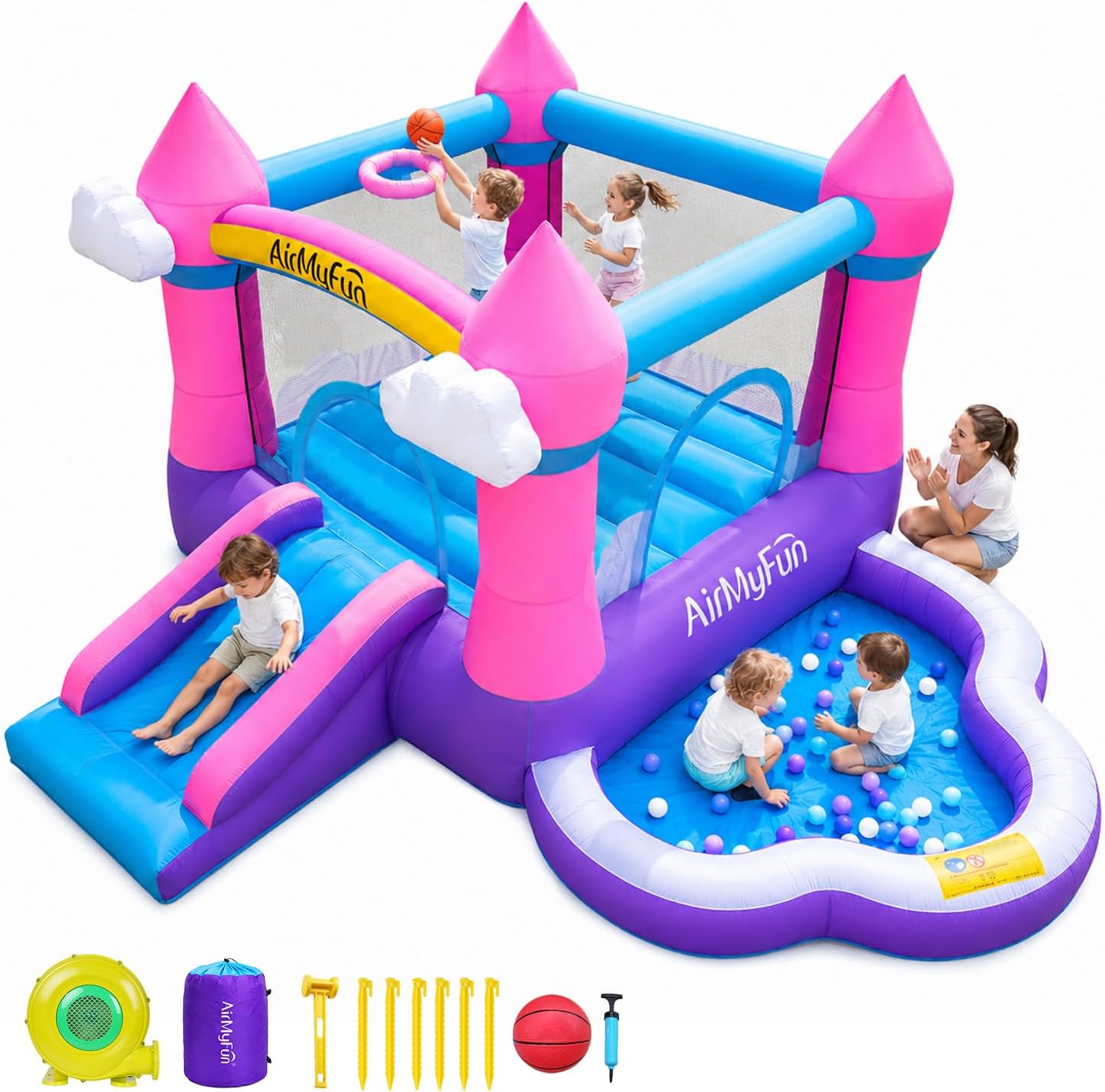 Kids Outdoor Ball - Pink Indoor/Outdoor Inflatable Bounce House for