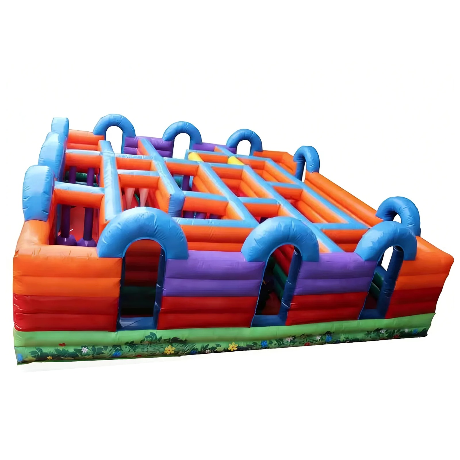 Kids Outdoor Fun - Commercial Orange Blue Obstacle Open Top