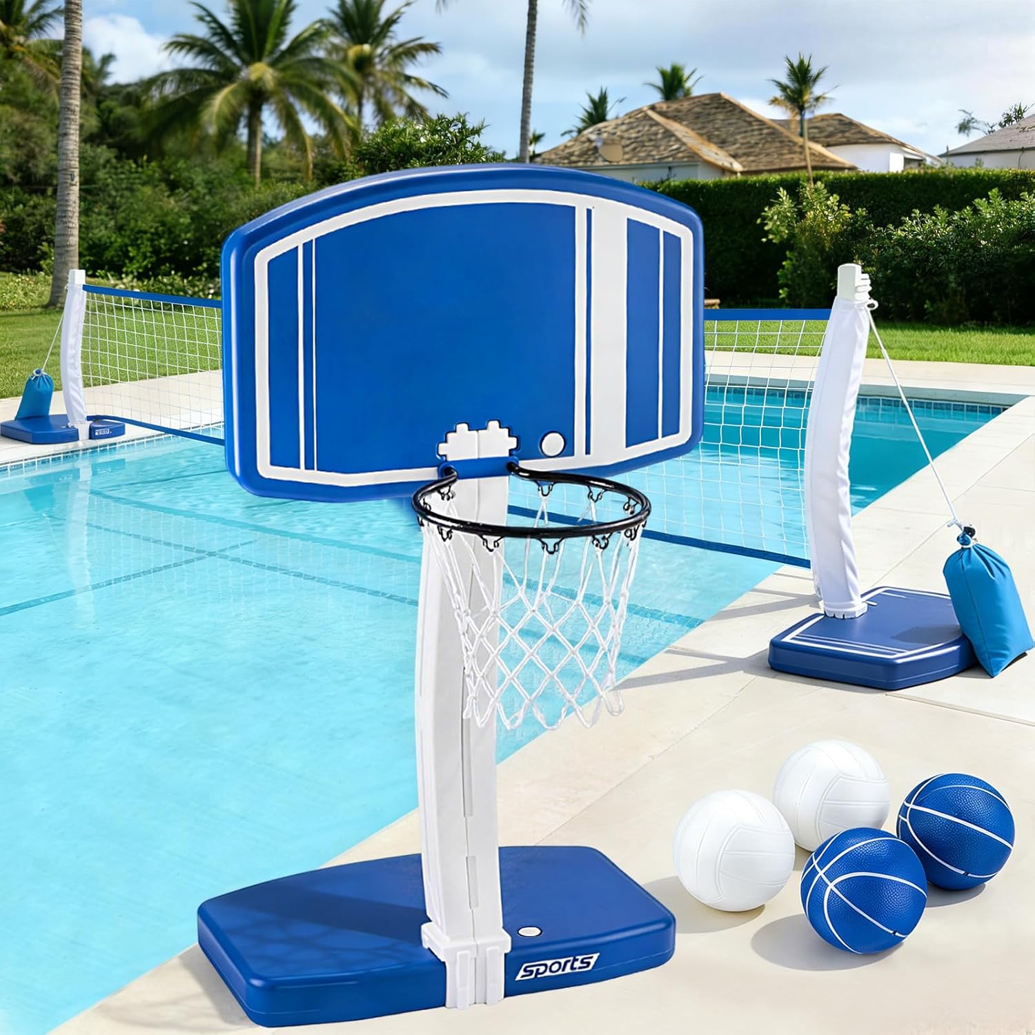 Kids Outdoor Games - Above Ground Pool Basketball Hoop and