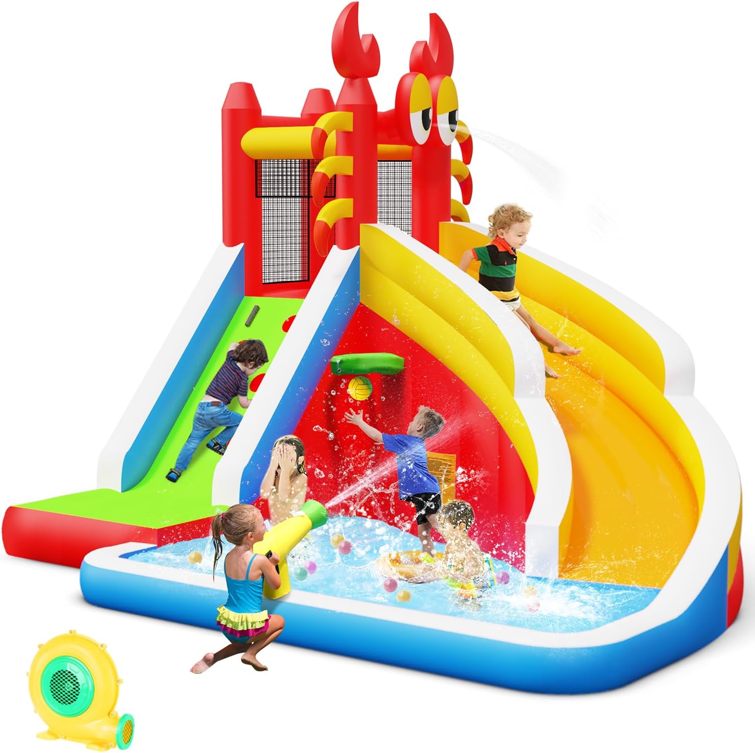 Kids Outdoor House - Large Inflatable Bounce House with Water
