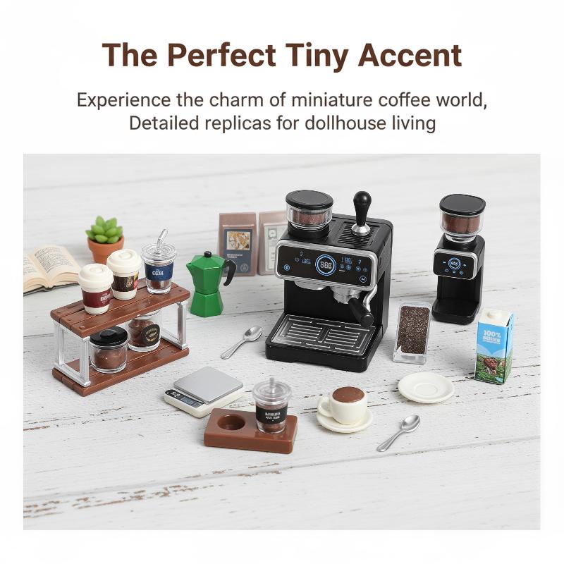 Kids Outdoor Kitchen Set - 1:12 Dollhouse Miniature Coffee Machine Cup