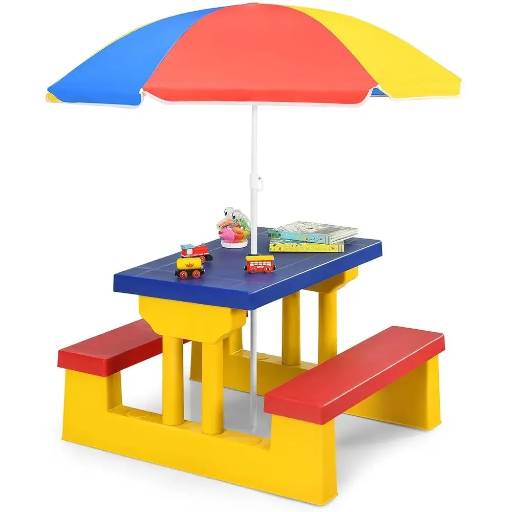 Multicolor Outdoor Kids Picnic - Kids Outdoor Bench With Umbrella ulasan dan harga