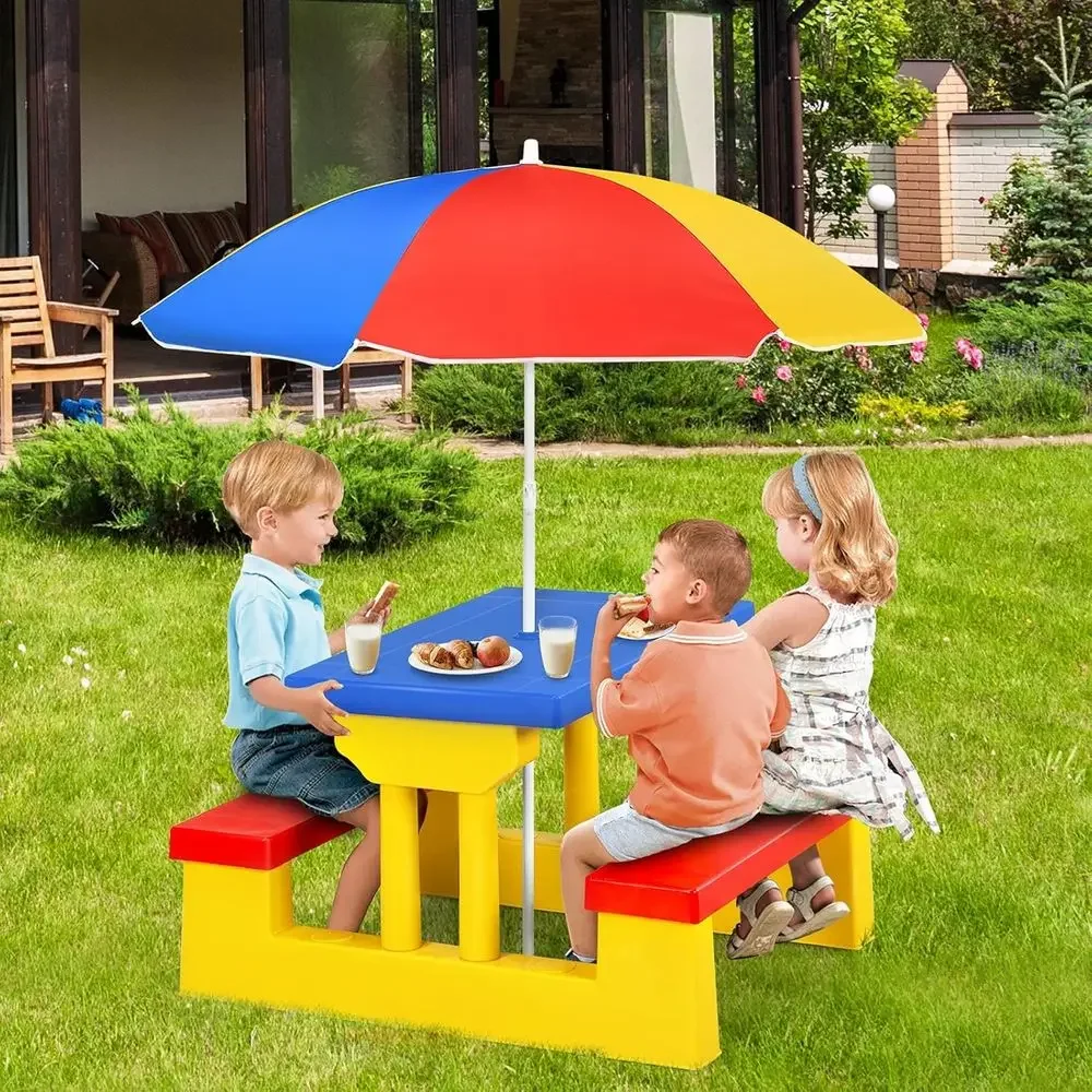 Multicolor Outdoor Kids Picnic - Kids Outdoor Bench With Umbrella ulasan dan harga