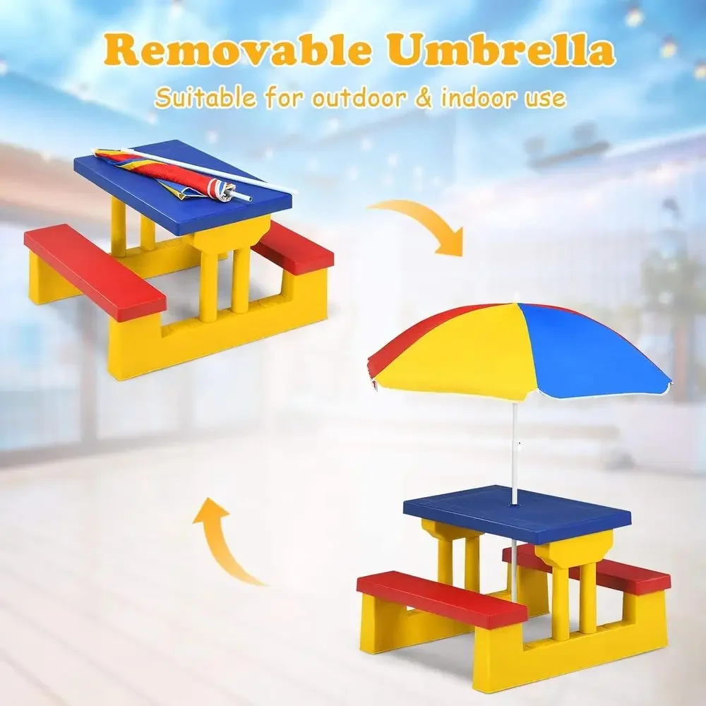 Multicolor Outdoor Kids Picnic - Kids Outdoor Bench With Umbrella ulasan dan harga