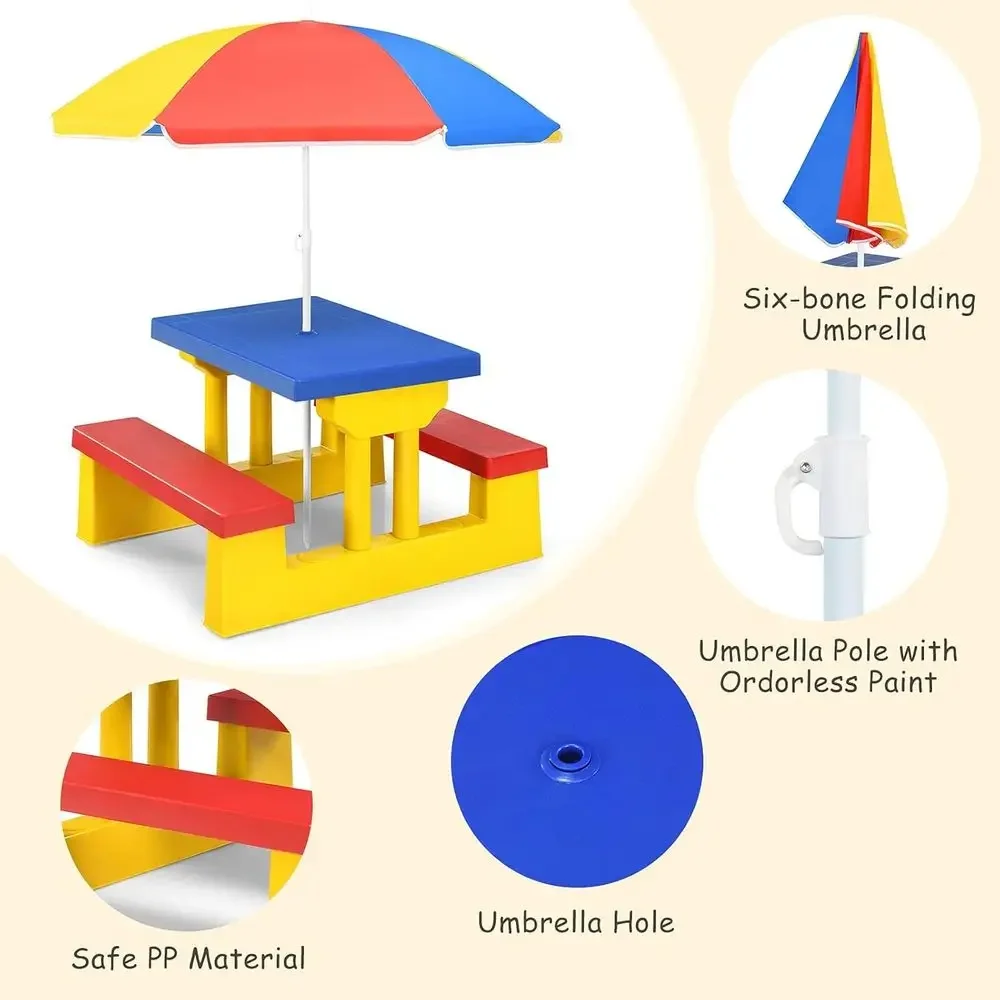 Multicolor Outdoor Kids Picnic - Kids Outdoor Bench With Umbrella ulasan dan harga