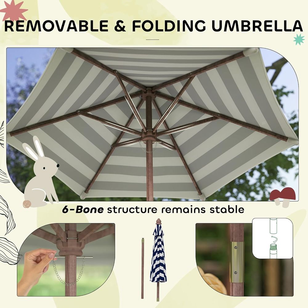 Qaba Kids Picnic Table, Outdoo - Kids Outdoor Bench With Umbrella ulasan dan harga