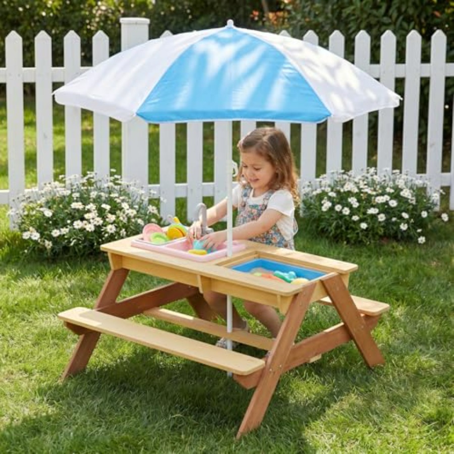 Outdoor kids picnic table with - Kids Outdoor Table With Umbrella ulasan dan harga