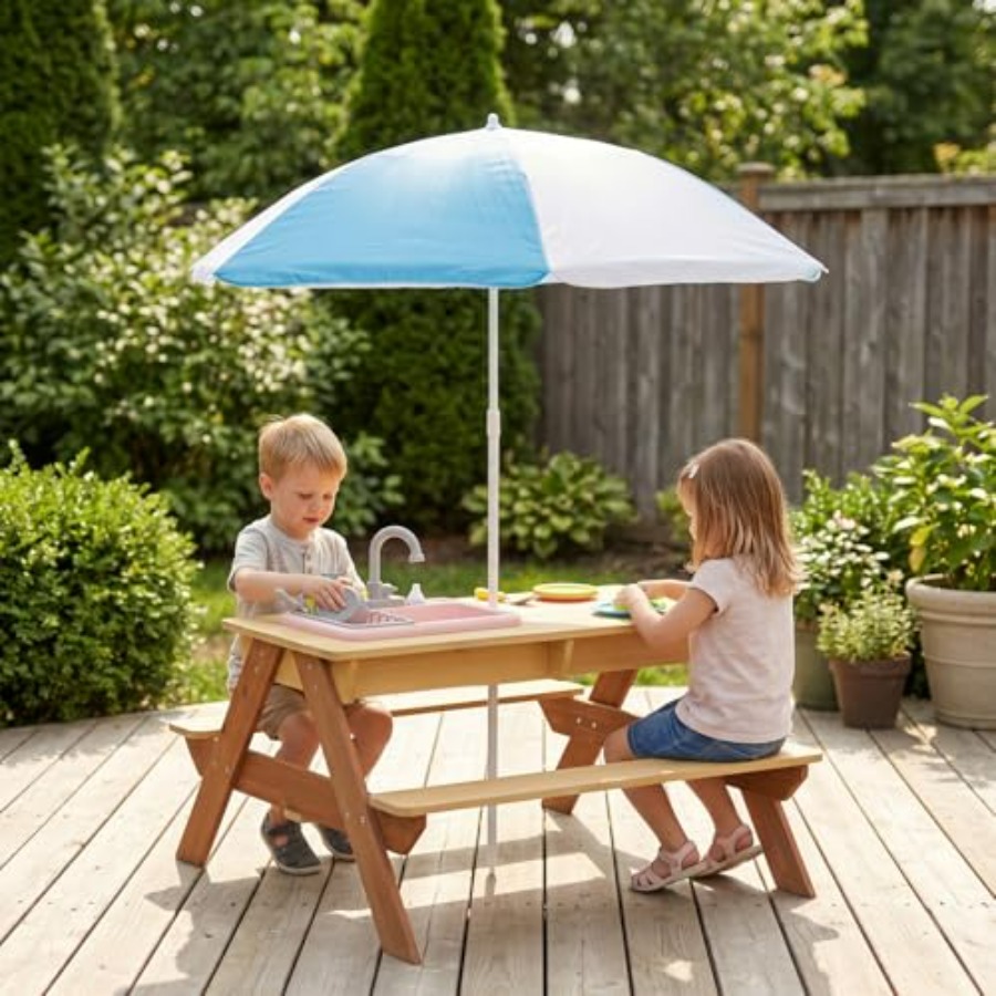 Outdoor kids picnic table with - Kids Outdoor Table With Umbrella ulasan dan harga