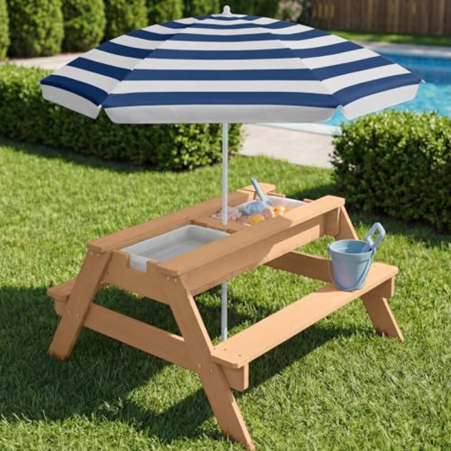 Outdoor kids picnic table with - Kids Outdoor Table With Umbrella ulasan dan harga