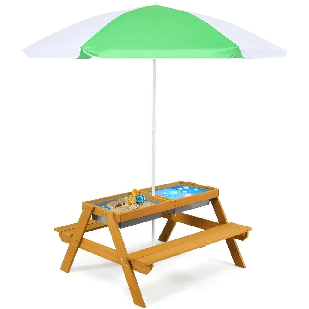 3-in-1 Height-Adjustable Umbre - Kids Outdoor Table With Umbrella ulasan dan harga