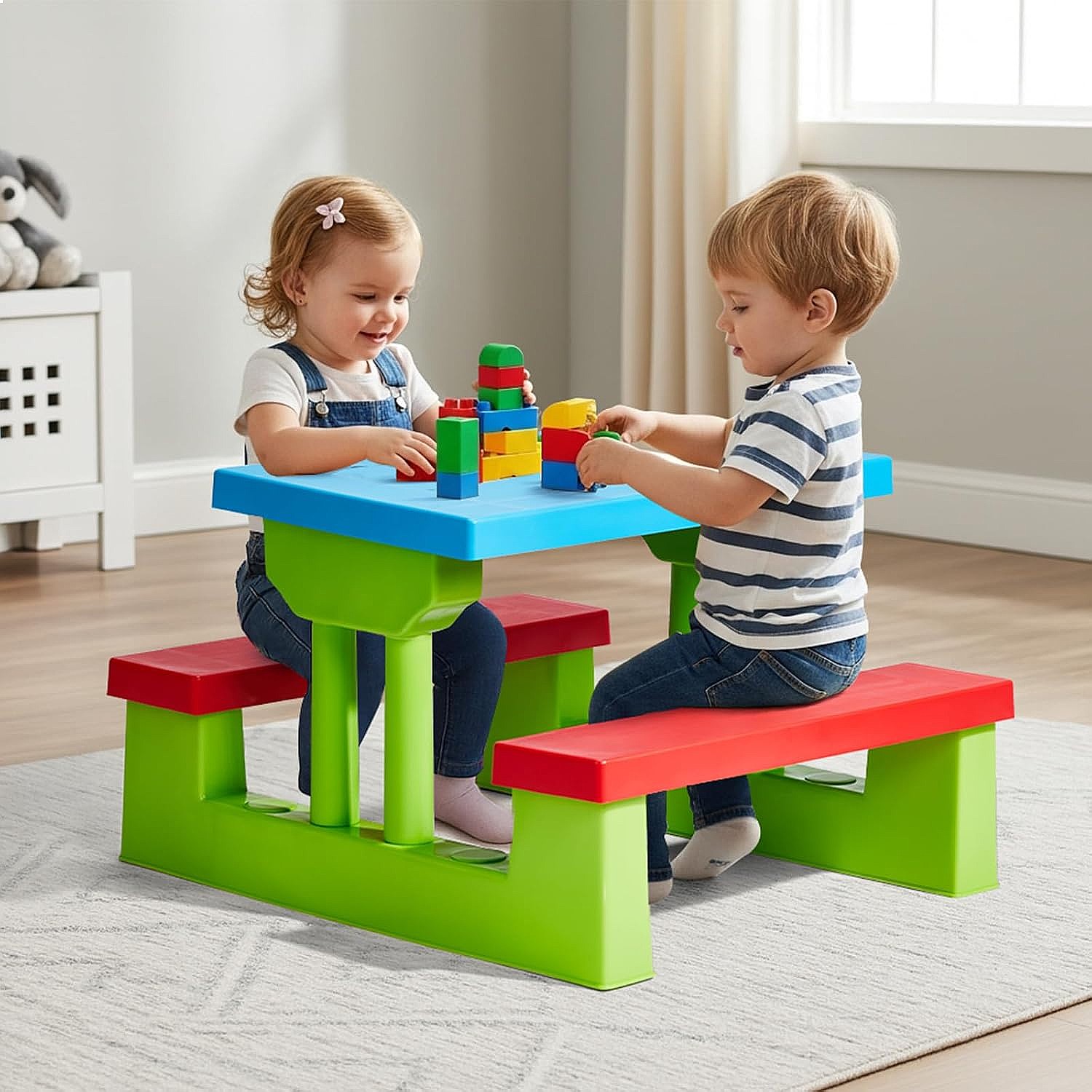 JOYMOR Kids Picnic Table with  - Kids Outdoor Bench With Umbrella ulasan dan harga