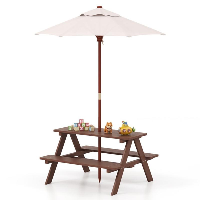 Outdoor 4-Seat Kids Picnic Tab - Kids Outdoor Bench With Umbrella ulasan dan harga