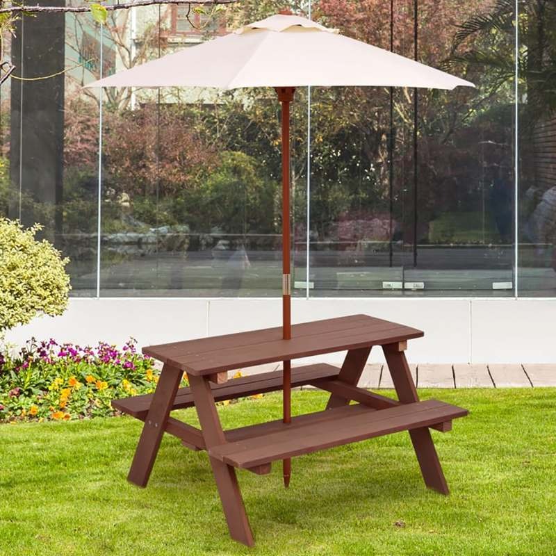 Outdoor 4-Seat Kids Picnic Tab - Kids Outdoor Bench With Umbrella ulasan dan harga