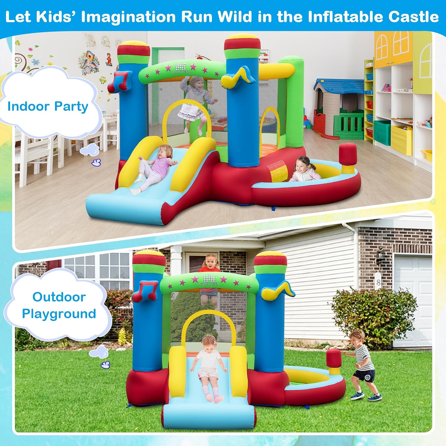 Inflatable Bounce House with B - Kids Outdoor Ball ulasan dan harga