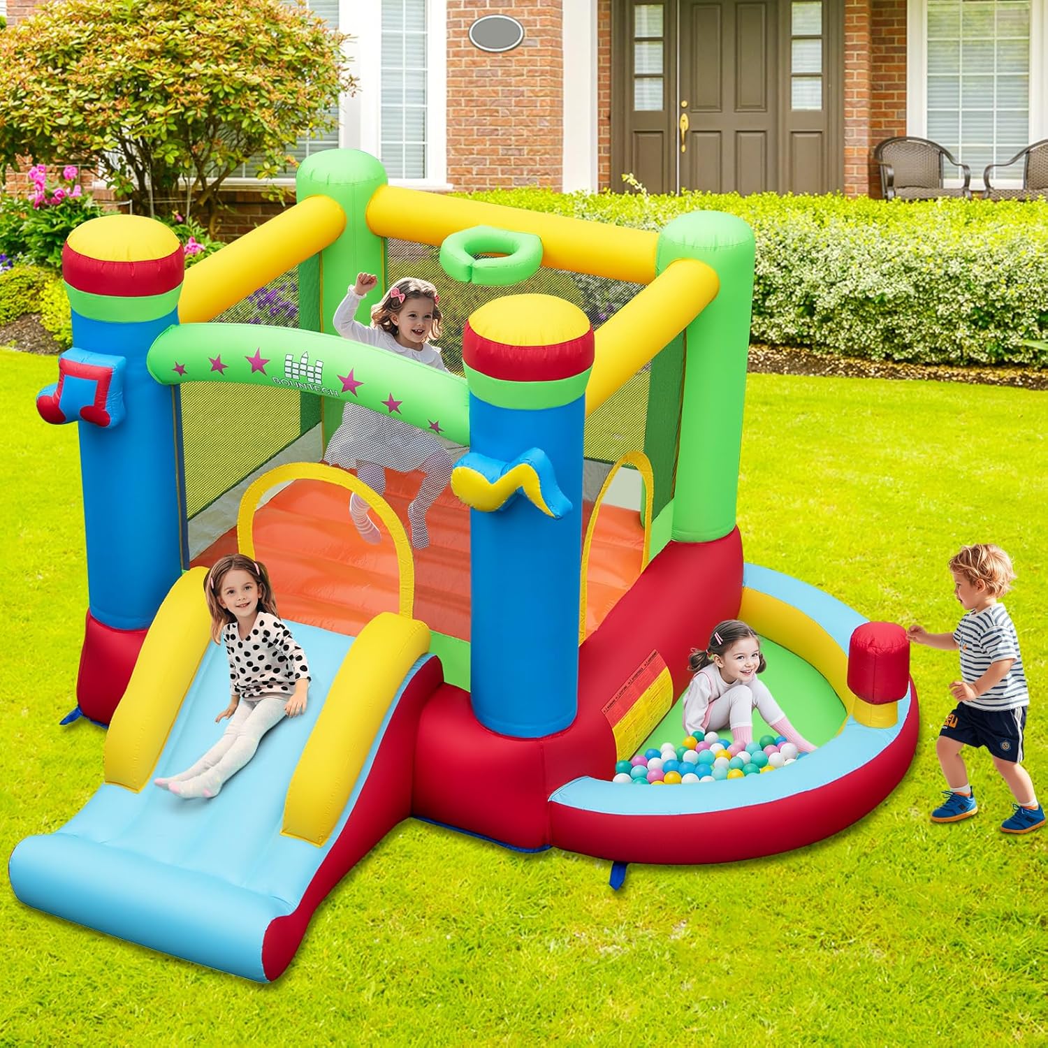 Inflatable Bounce House with B - Kids Outdoor Ball ulasan dan harga