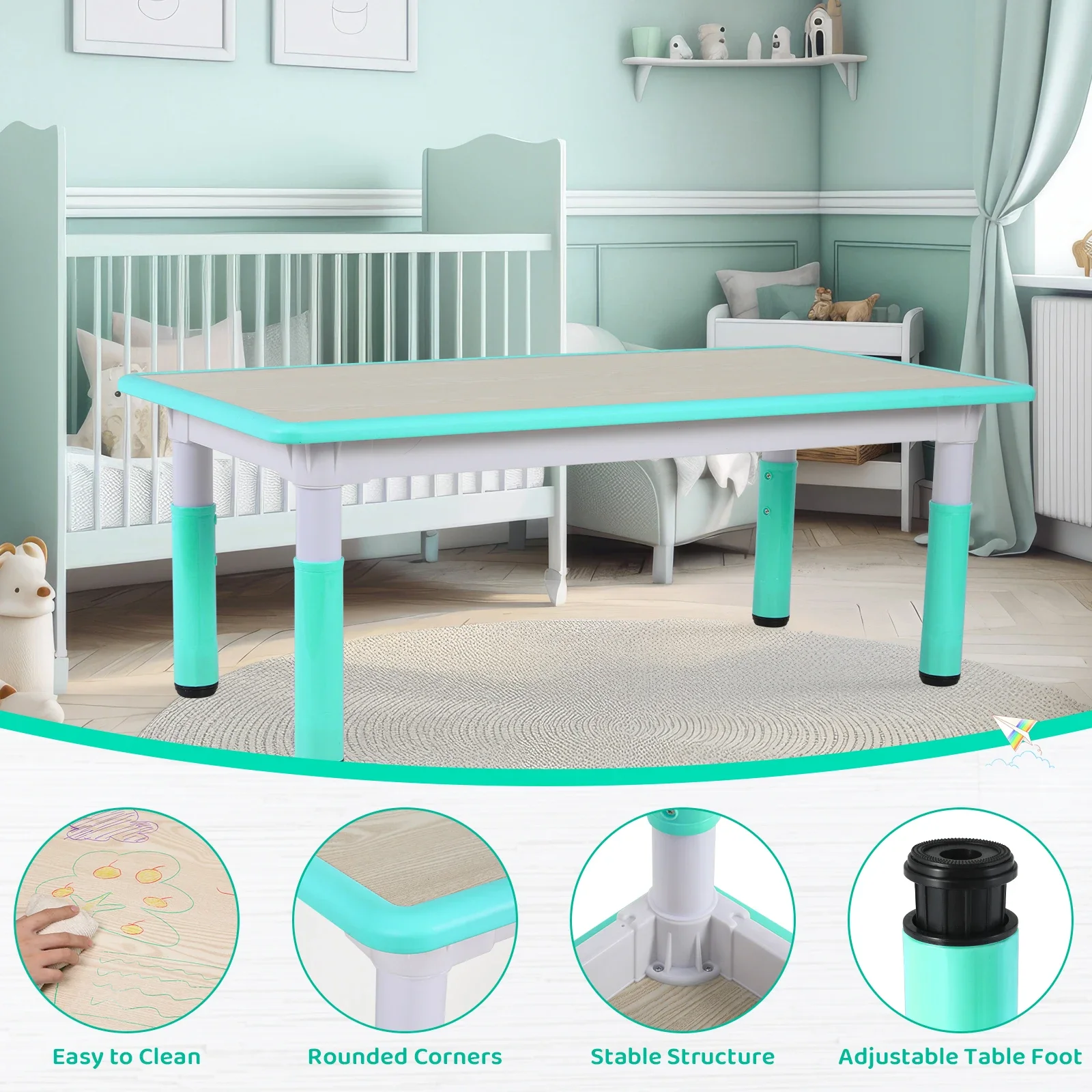 Kids Table and 6 Chairs Set He - Kids Outdoor Table And Chairs ulasan dan harga