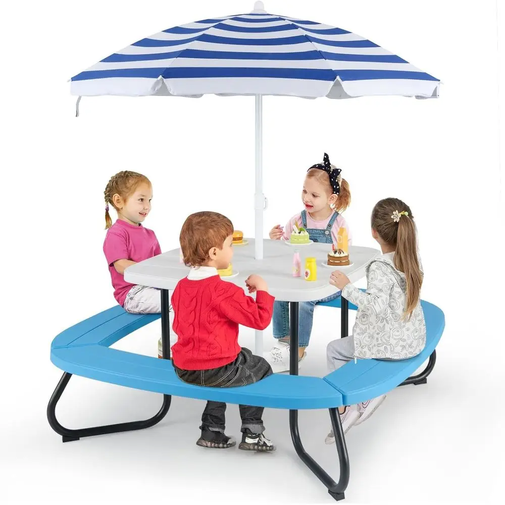 8-Person Kids Picnic Table wit - Kids Outdoor Bench With Umbrella ulasan dan harga