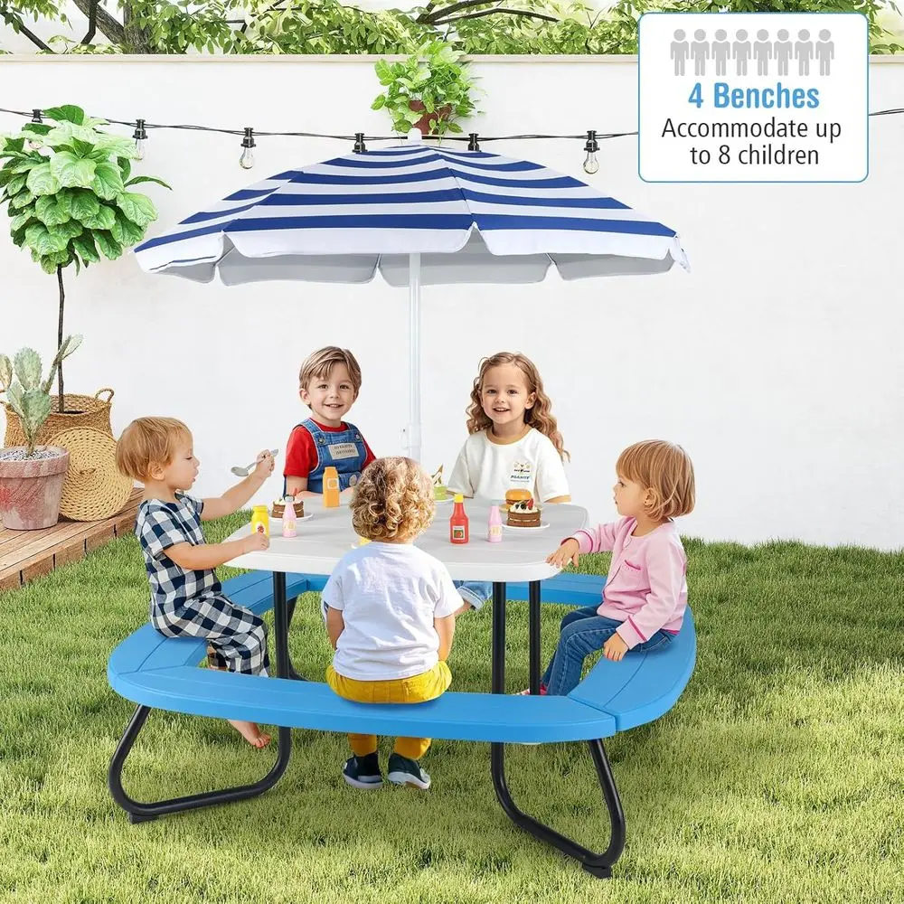 8-Person Kids Picnic Table wit - Kids Outdoor Bench With Umbrella ulasan dan harga