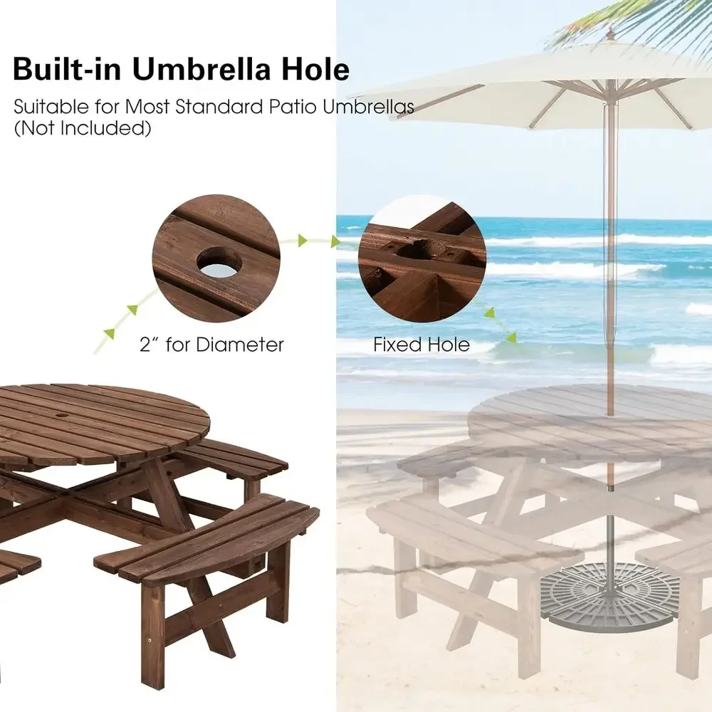 Wooden Picnic Table Set with W - Kids Outdoor Bench With Umbrella ulasan dan harga