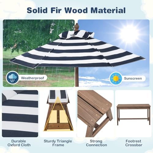 Kids Picnic Table, Outdoor Woo - Kids Outdoor Bench With Umbrella ulasan dan harga