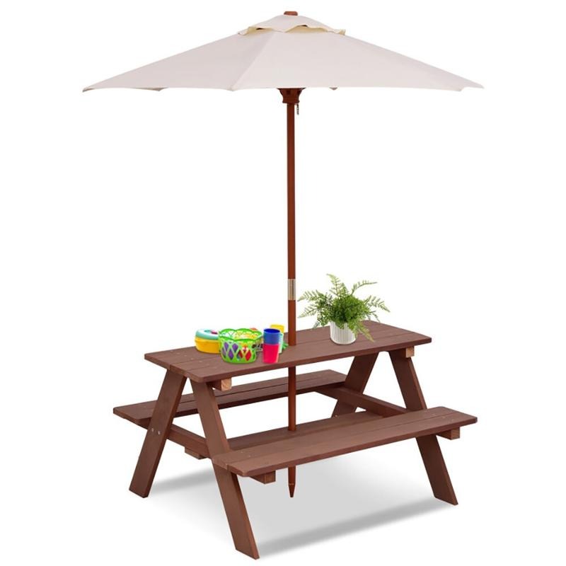 Outdoor 4-Seat Kids Picnic Tab - Kids Outdoor Table With Umbrella ulasan dan harga
