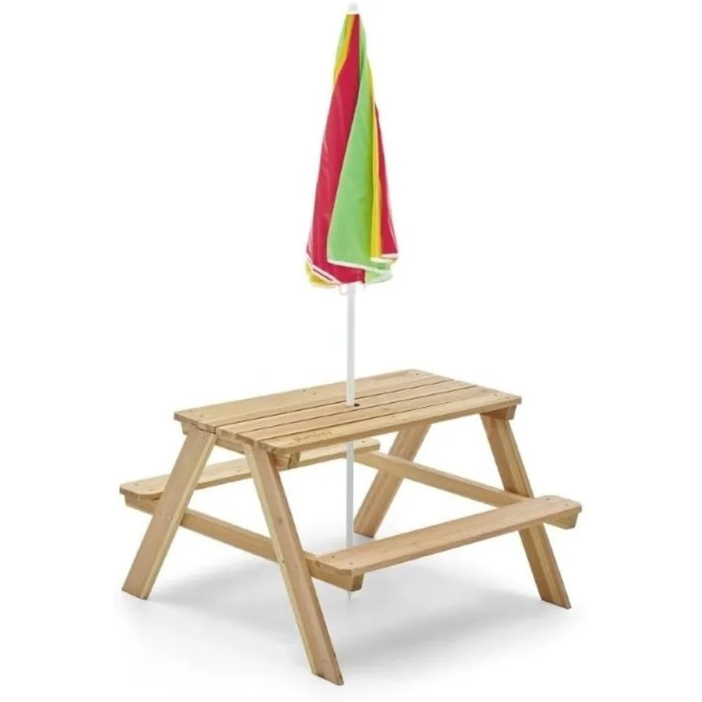 Wooden Kids Picnic Table Outdo - Kids Outdoor Bench With Umbrella ulasan dan harga