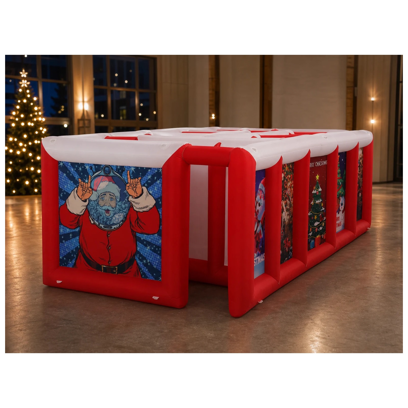 Large Red White Flat Roof Infl - Kids Outdoor Games ulasan dan harga