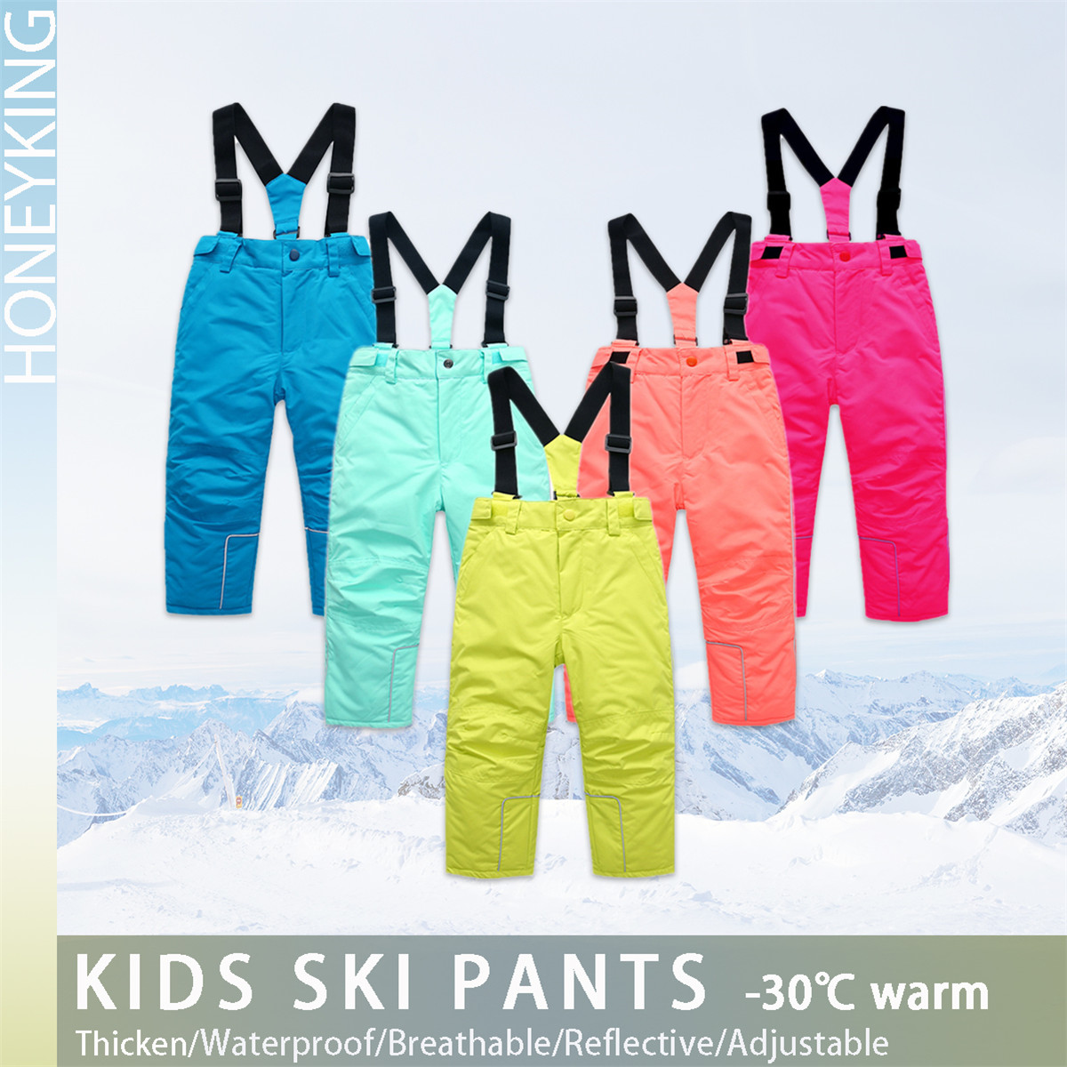 HONEYKING Kids Ski Pants Winte - Kids Outdoor Overalls ulasan dan harga