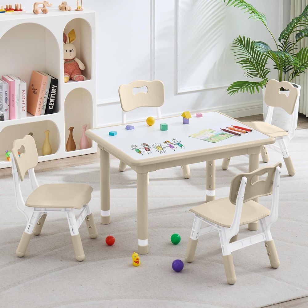 Kids Table and 4 Chairs Set, H - Kids Outdoor Table And Chairs ulasan dan harga
