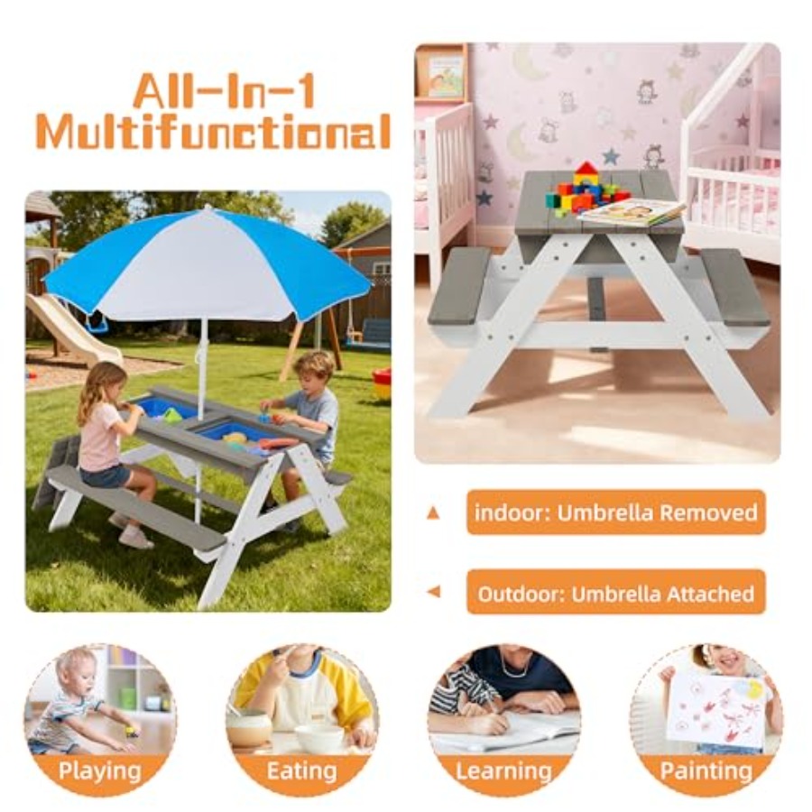 Outdoor backyard patio picnic  - Kids Outdoor Table With Umbrella ulasan dan harga