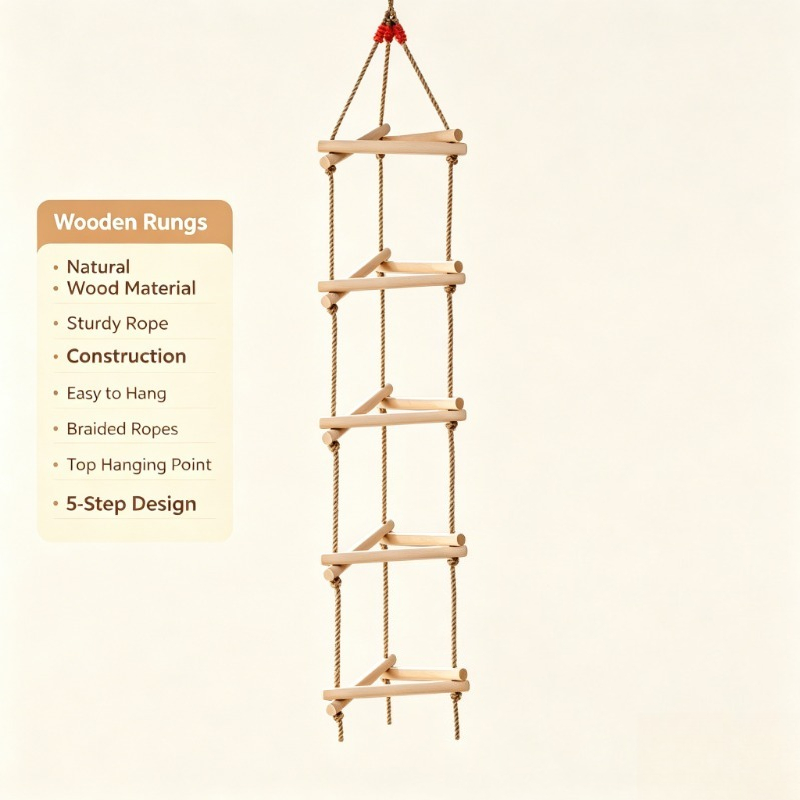 5 Rungs Single Head Wooden Tri - Kids Outdoor Ladder ulasan dan harga