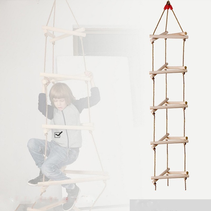 5 Rungs Single Head Wooden Tri - Kids Outdoor Ladder ulasan dan harga