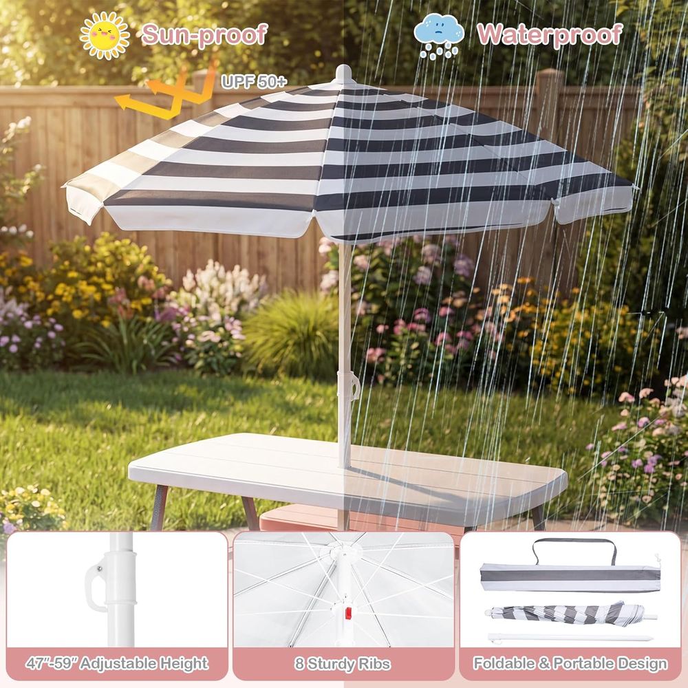 Kids Picnic Table, Toddler Out - Kids Outdoor Bench With Umbrella ulasan dan harga
